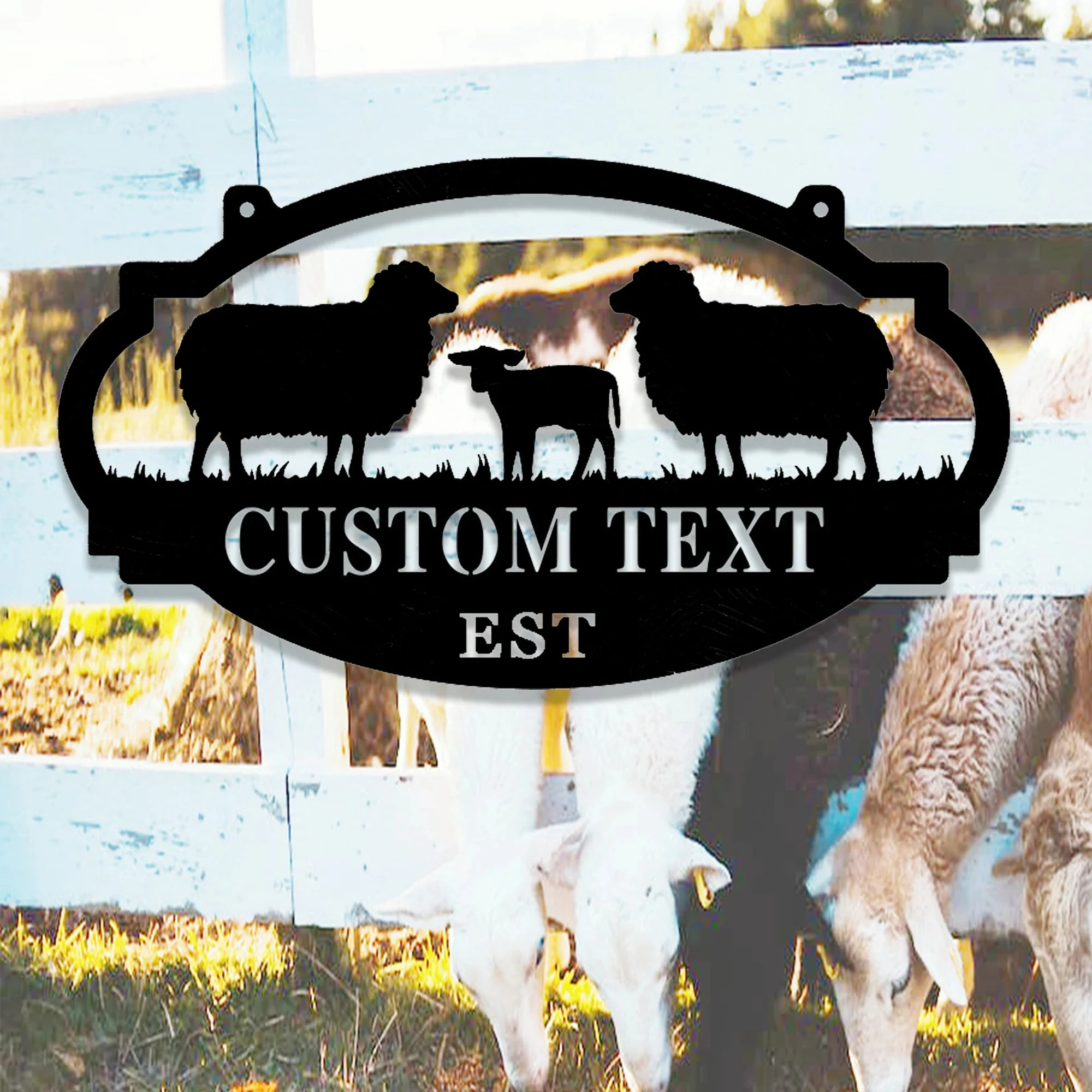 Custom Sheep Farmhouse Metal Sign,Goat Sheep Metal Wall Art,Personalized Lamb Sheep Farm Sign,Metal
