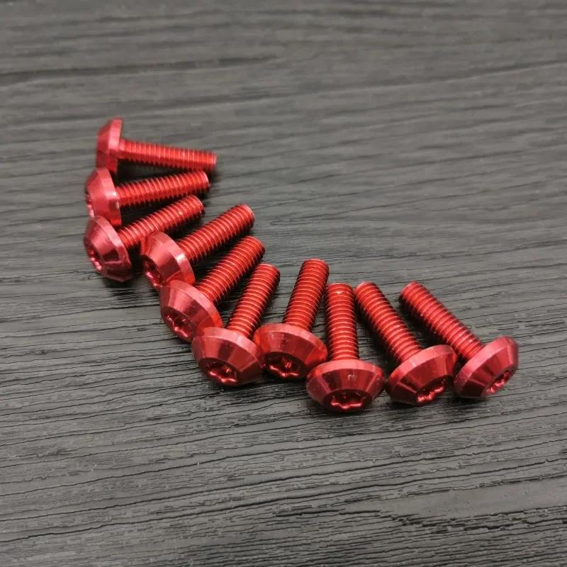 10 Stück Schrauben Schwarz Aluminium Zierbolzen M6 x 20mm M5 x 16mm Motorrad Rot Eloxiert 25mm Schrauben Rote Schrauben M6 M5 Flachkopf
