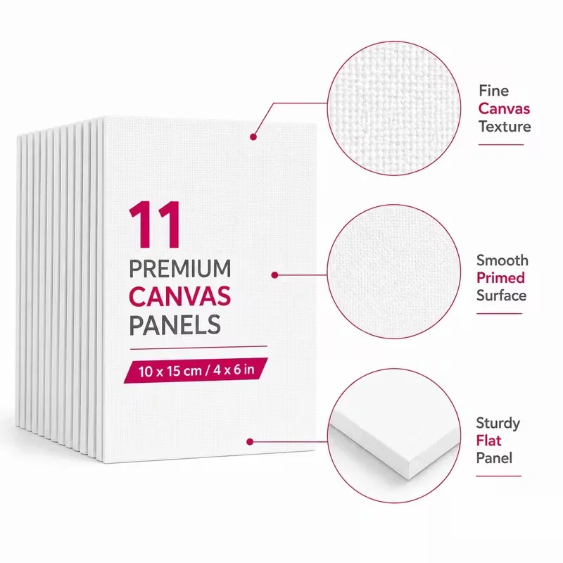 5/10Pcs Cotton Canvas Boards for Painting Primed Blank Canvas Panels for Oil Acrylic Watercolor Gouache Tempera Art Supplies