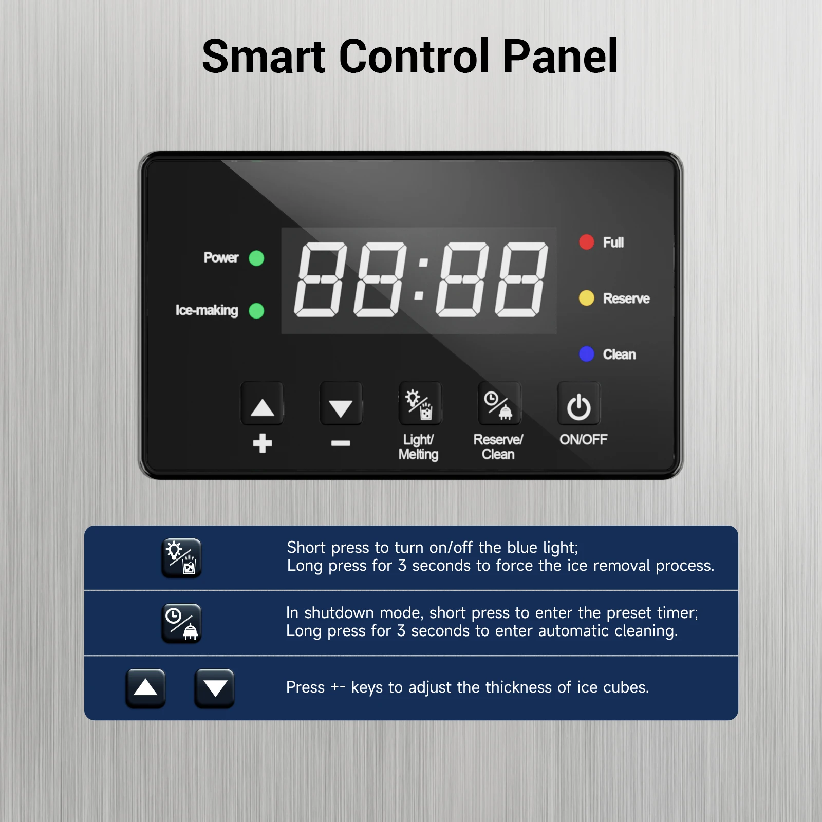 Commercial Ice Maker Machine Stainless Steel Under Counter Ice Maker with 34LBS Ice Bin Freestanding Ice Machine for Home Cafe