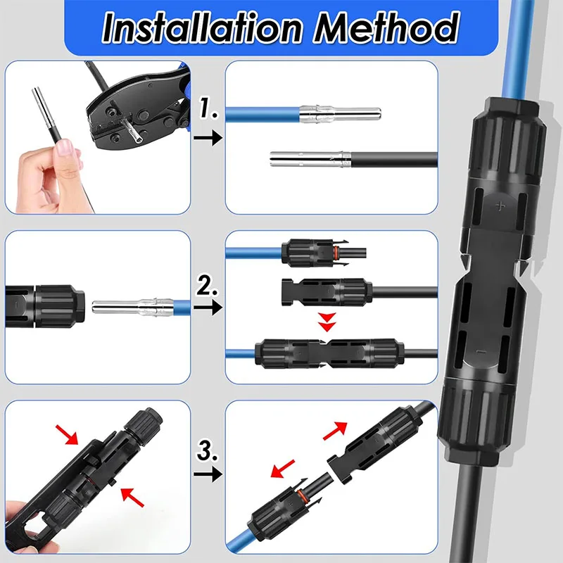 10/200 Paar Solarstecker-Set, IP68 Solarpanel Solarstecker PV-Stecker 1000 W Solarpanel-Kabelstecker, Solarstecker