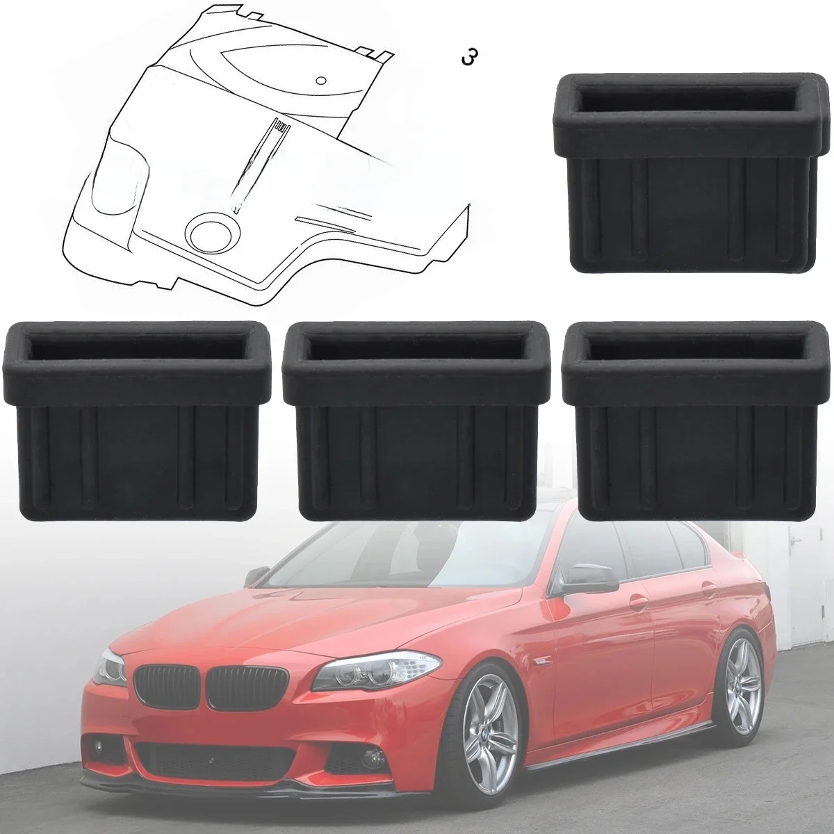 Couvercle supérieur de moteur en caoutchouc pour montage de radiateur, pour BMW 1 2 3 4 5 6 7 8 X1 X3 X4 X5 X6 Z1 Z3 Z4 Z8 M4 M5 E32 E34 E38 E39 F07 F10 F11