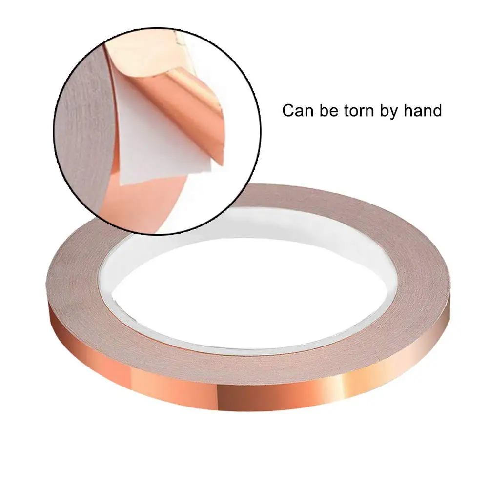 20 Meters Single Side Conductive Copper Foil Tape Strip Adhesive  Shielding Heat Resist Tape 2mm 3mm 4mm 5mm 6mm 8mm 10mm