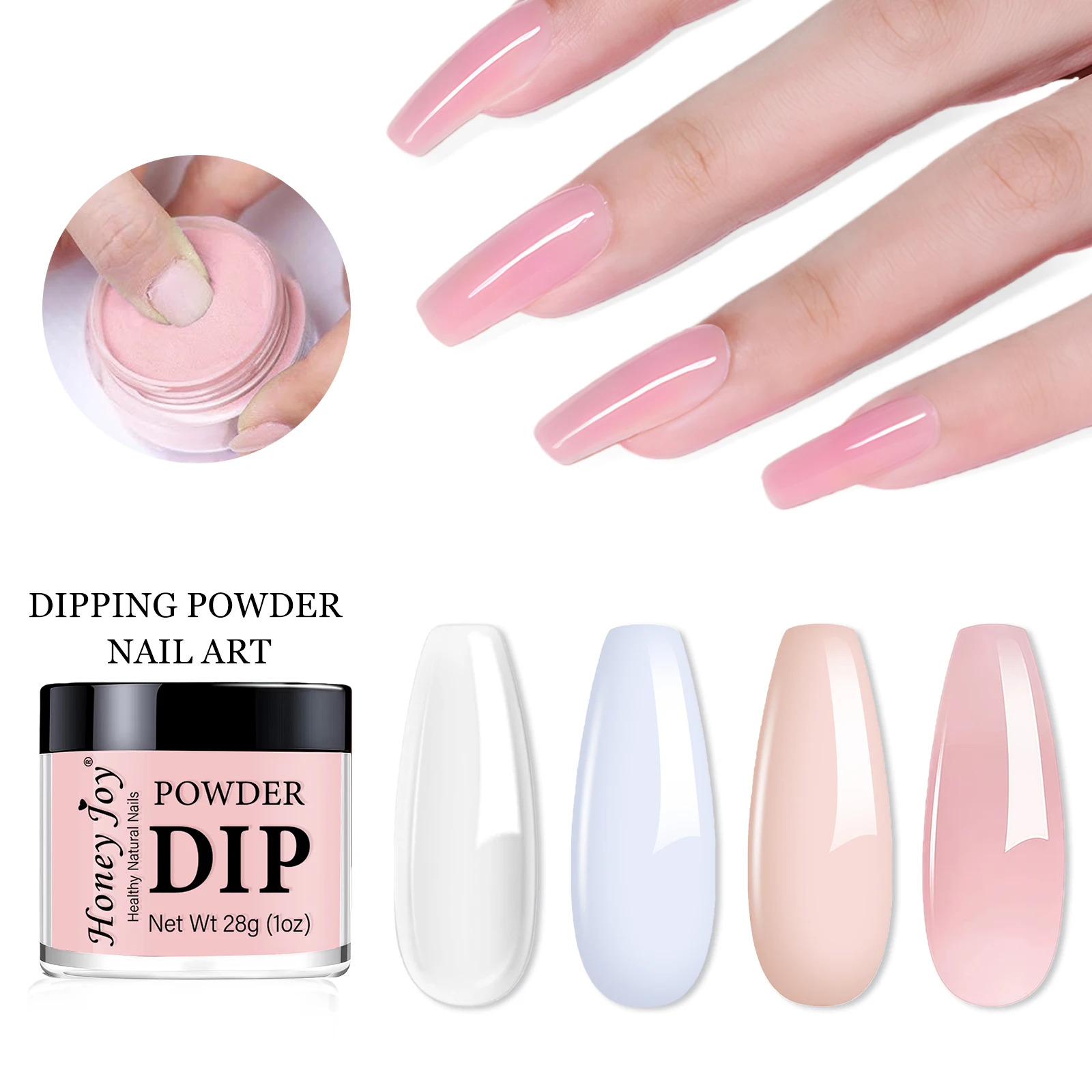 28g Nude Base Dip Powder Natural Pink White Clear Dipping Powder for Nail Art Manicure Air Dry No UV Needed Smooth Finish
