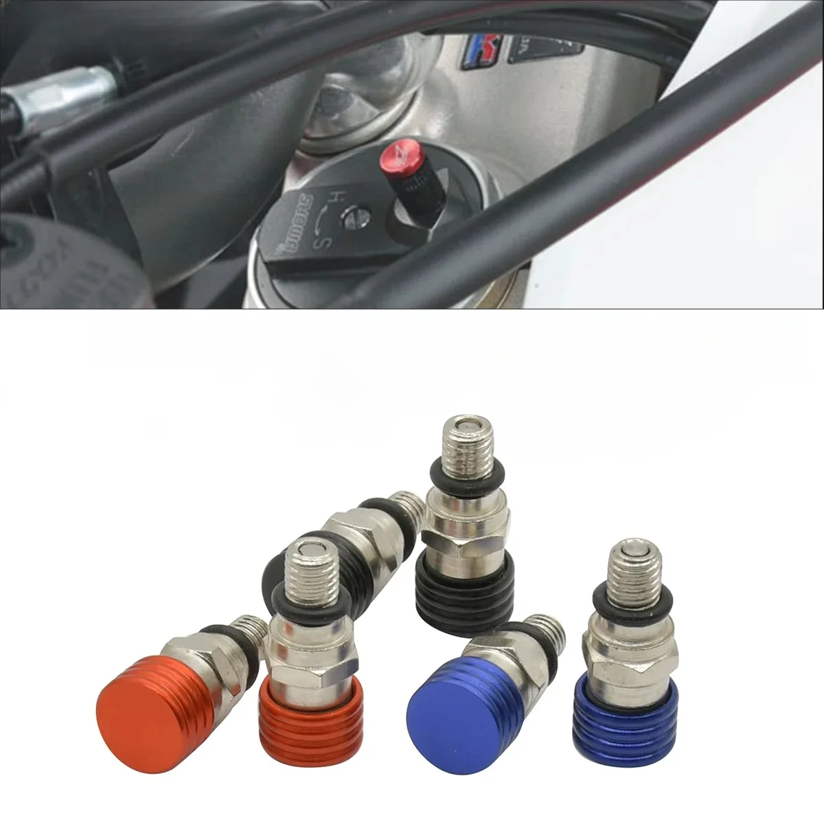 Valve de purge d'air de fourche M5 x 0.8cm pour moto, pour Yamaha Suzuki Kawasaki Honda CR250 CR500 CRF150R CRF250R CRF250X CRF450R CRF450X