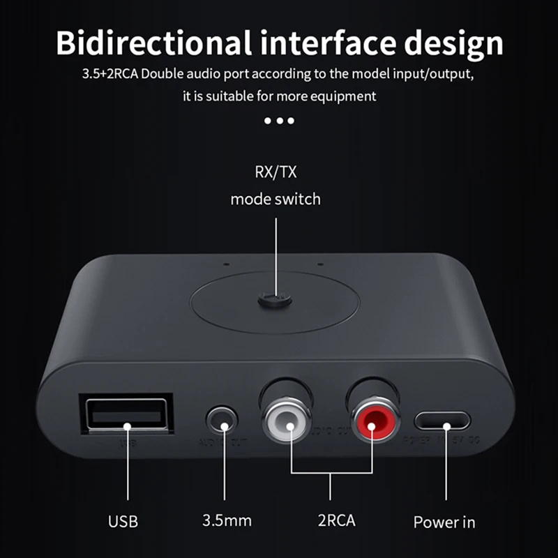 2 في 1 بلوتوث 5.3 جهاز ريسيفر استقبال وإرسال 3.5 مللي متر AUX RCA USB U-القرص ستيريو الموسيقى اللاسلكية محول الصوت ل TV PC سيارة عدة المتكلم