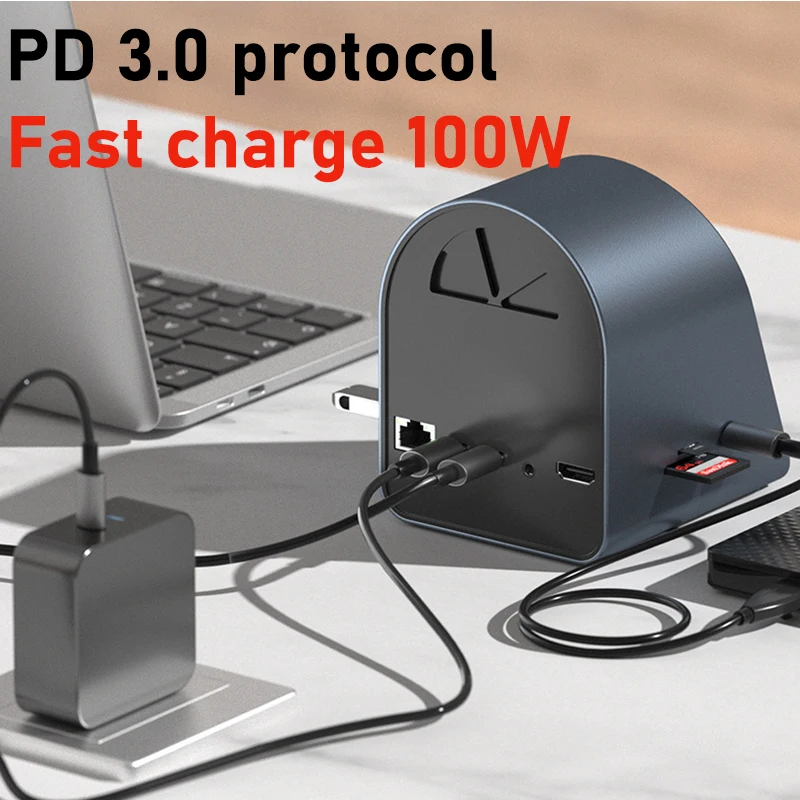 usb c para usb c hub carregamento por indução magnética sem fio docking station para telefone HDMI para Apple iPhone iPad laptop acessórios