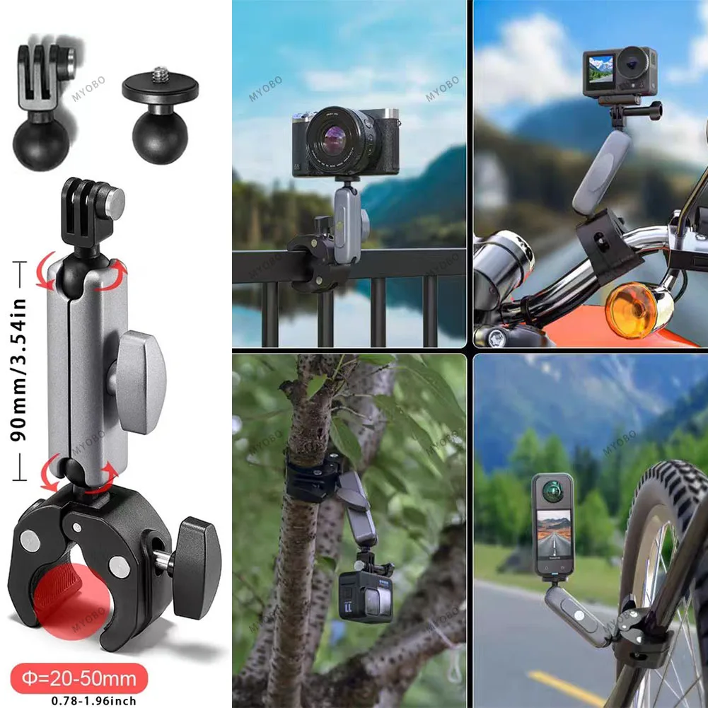 Motorcycle Action Camera Mount Kit for Gopro & Insta360 Accessories Helmet Flexible Adhesive Holder Handlebar Clamp Mount Tripod