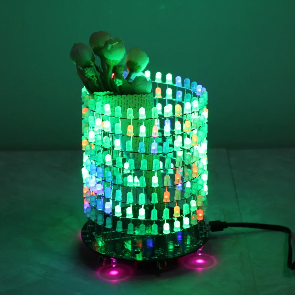 Kostka LED RGB migające światło zestawy DIY muzyka spektrum wyświetlacz analizator 8x32 LED Dot Matrix Suite DIY elektronika zabawa — zdjęcie 2