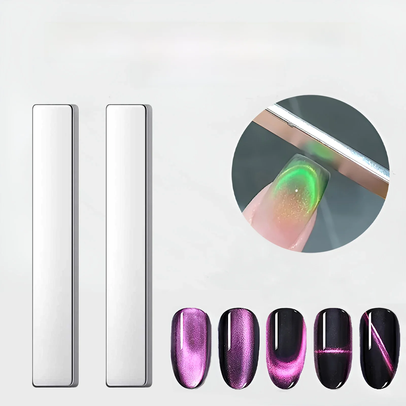 Stylo magnétique 3D pour Nail Art, 2 pièces, peinture œil de chat, Design d'art des ongles, baguette magnétique à double extrémité, vernis Gel magique pour manucure de noël D