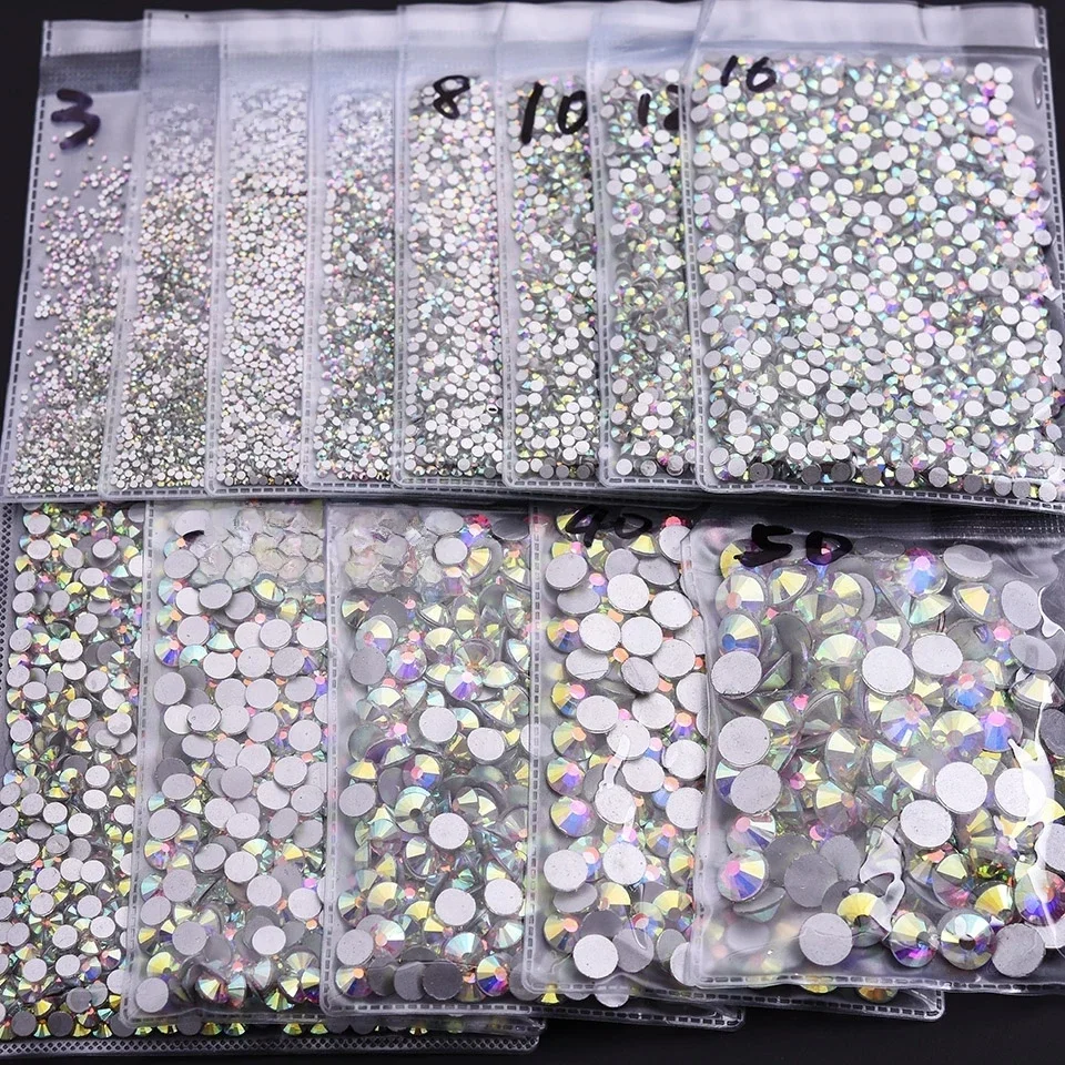 Strass Super pailletés AB Non correcteurs, SS3-SS50, Strass à dos plat, couture et tissu pour vêtements, décorations pour Nail Art