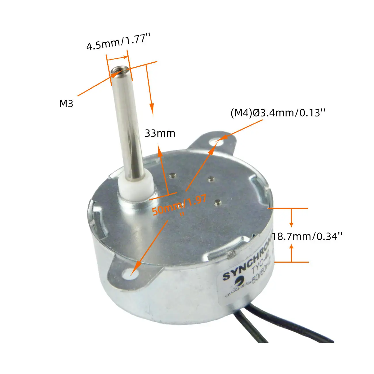 CHANCS TYC40 Synchronous Gear Motor DC 12V 5RPM CW/CCW Inner-screw Shaft Length 33m
