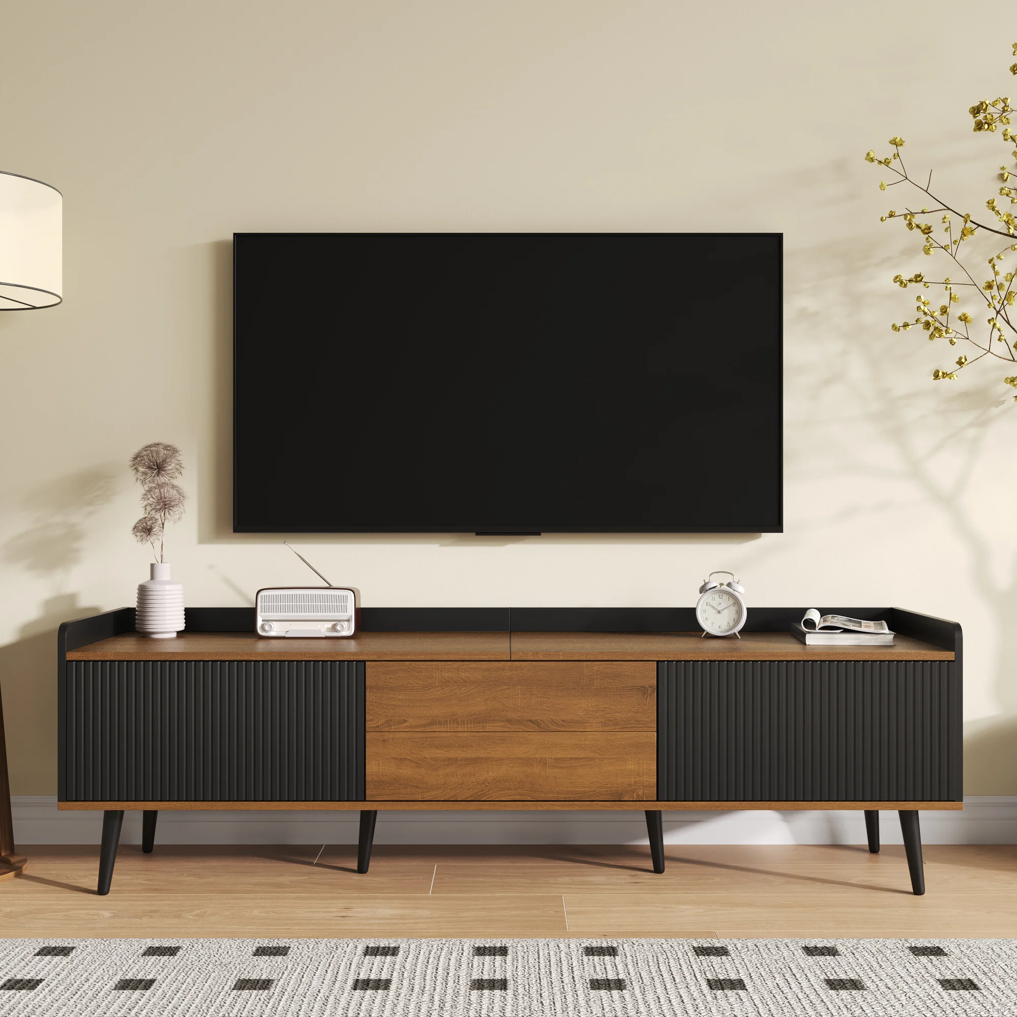 Immagine 3: Mobile TV, tavolino TV, porta TV, armadio a tre ante. Costruzione compatta