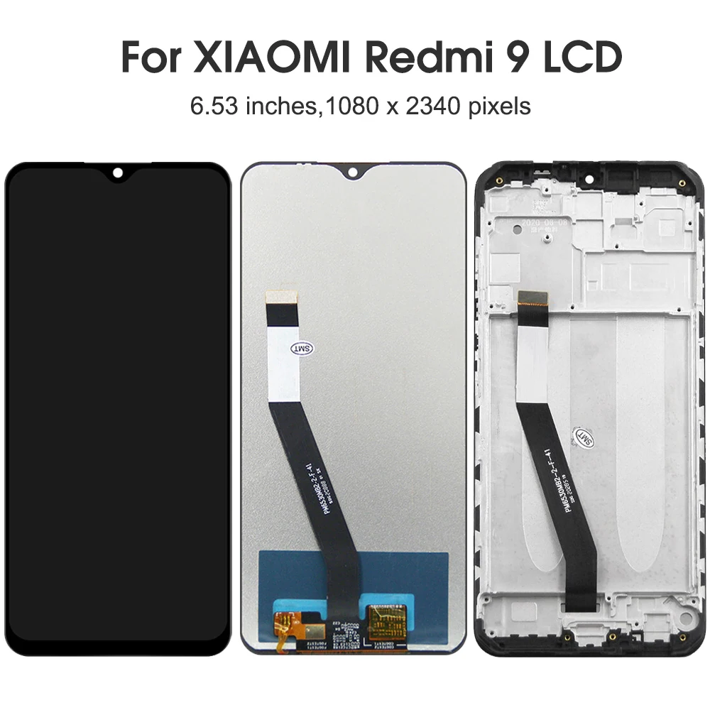 6.53\'\' Screen for Redmi 9 M2004J19G Lcd Display Touch Screen Digitizer With Frame for Xiaomi Redmi 9A 9C M2006C3MG Replacement