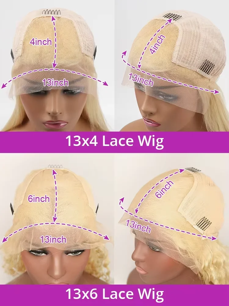 34インチ 613 ブロンド ボディウェーブ 13x4 HDレースフロント 人毛ウィッグ ブラジルカラー ウォーターウェーブ レースフロントウィッグ 女性用 200%密度