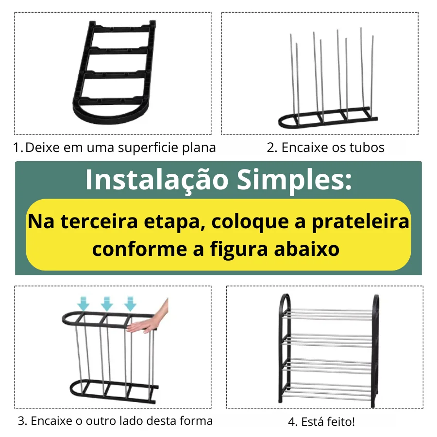 Sapateira Minimalista Resistente Ajustável para Armário Casa Quarto Apartamento Organizador - Envio Rápido para todo o Brasil