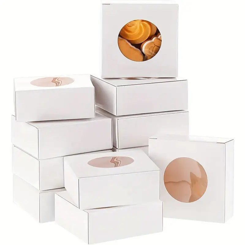 30/50pcs Kraft Paper Box With Clear Window Homemade Boxes,Presents Packaging Boxes For Cookies Packaging,Candy Box,Birthday Gift