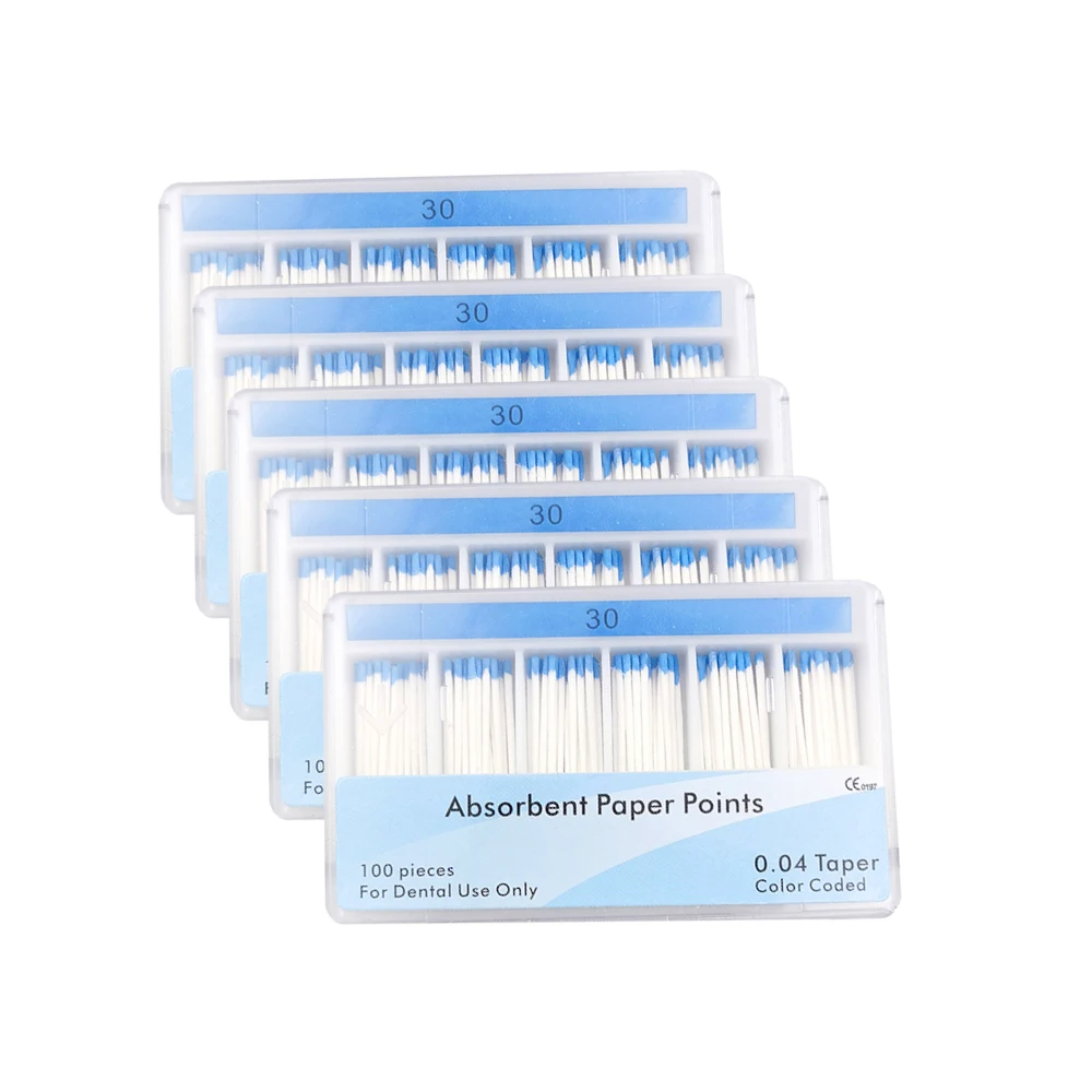 5box 20# 25# 30# 35# 0.04 Dental Absorbent Paper Points Paper Points 04 Taper Root Canal Absorption Cotton Fiber Dental Material