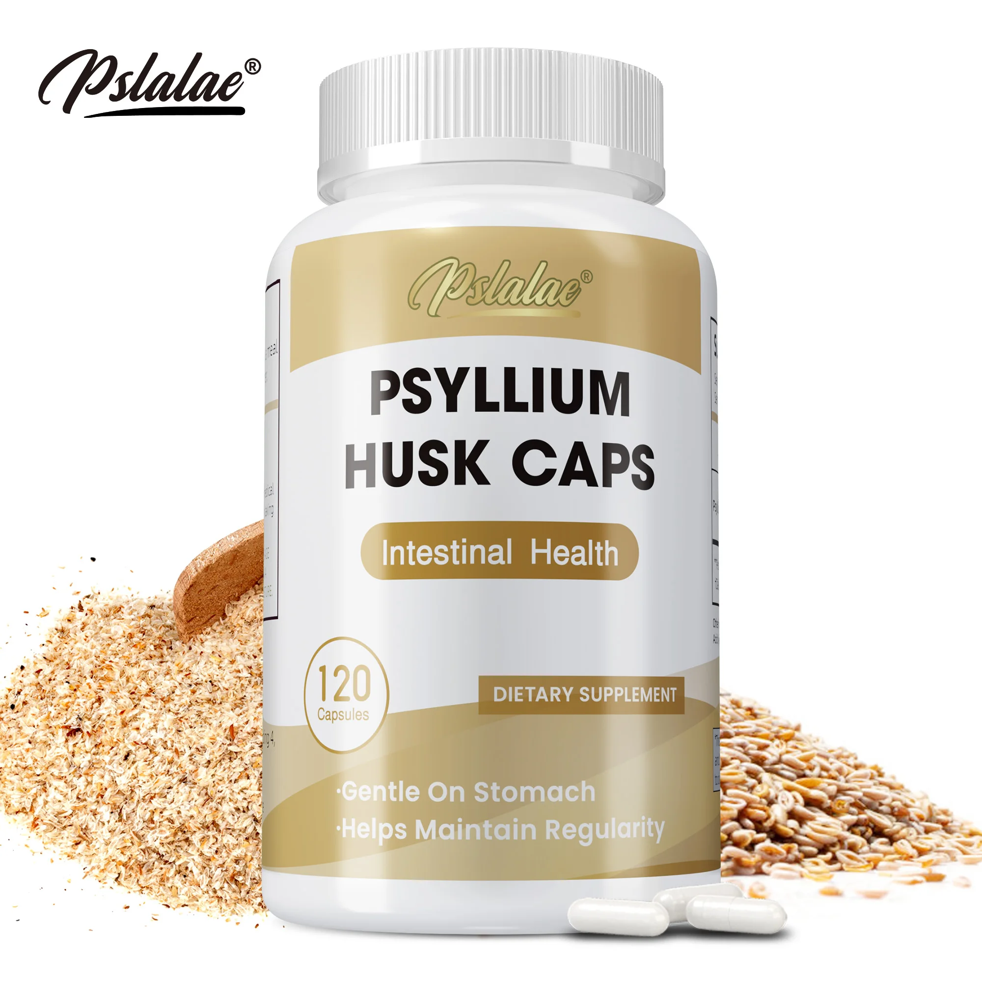 Psyllium Husk Capsules - Natural Soluble Fiber - Good for Intestinal Health, Detox, Promotes Digestive Health - 120 Capsules