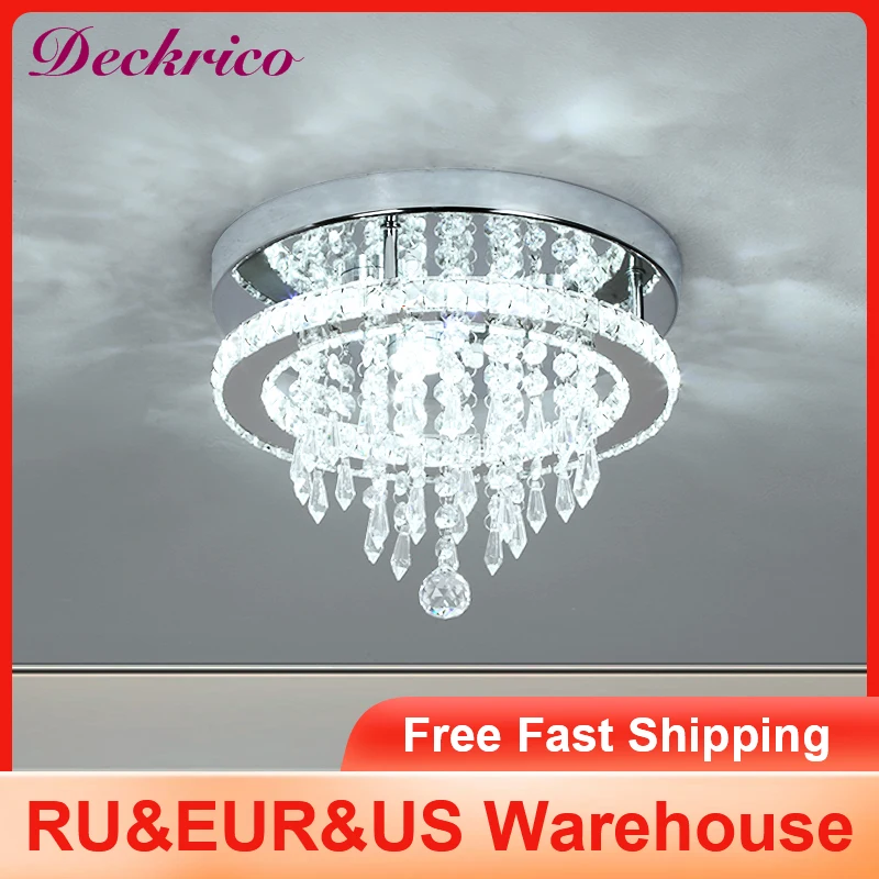 

Modern K9 Crystal Chandelier Led For Dining Room Stainless Steel Ceiling Lamp Light Fixture Kitchen Lustres Luminaire Pendant