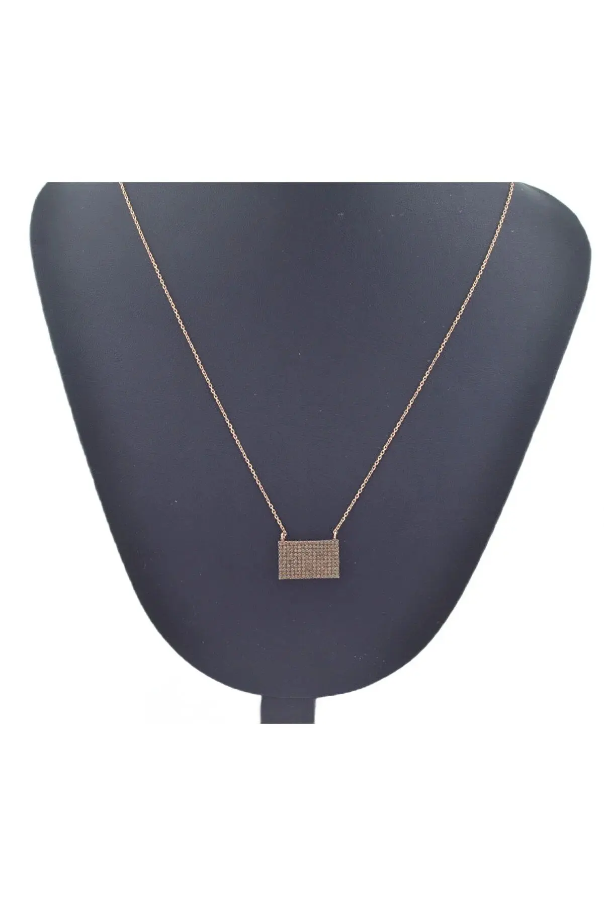 Rectangular Bright Colored Stone Women's Silver Ghost Necklace No:6.