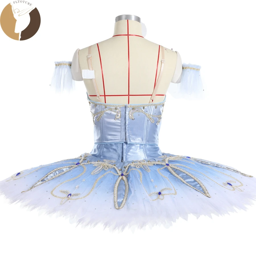 FLTOTURE Professional Tutu Princess Florina In The Blue Bird Variation Girls Custom Size Pancake Skirt Dress YQ4014