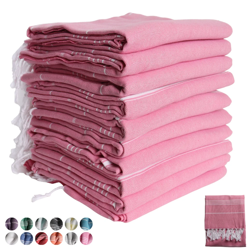 

Pack of 10 Originally Turkish Beach Towels Shipping from Turkey Manufacture Puskul Textile - Soft 100% Cotton Hammam Peshtemal