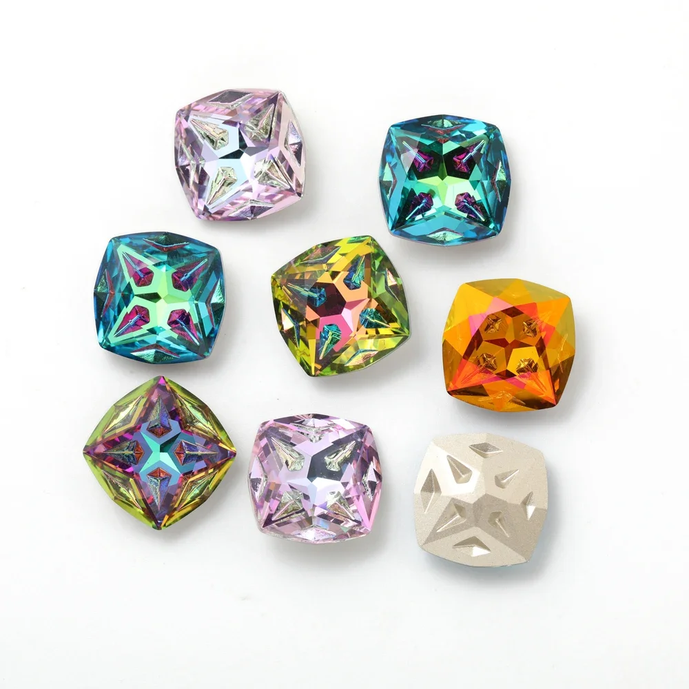 12 mm pointback losse stenen steentjes handwerkbenodigdheden kussenvorm stenen nageldecoratie stickers glaskralen - afbeelding 2