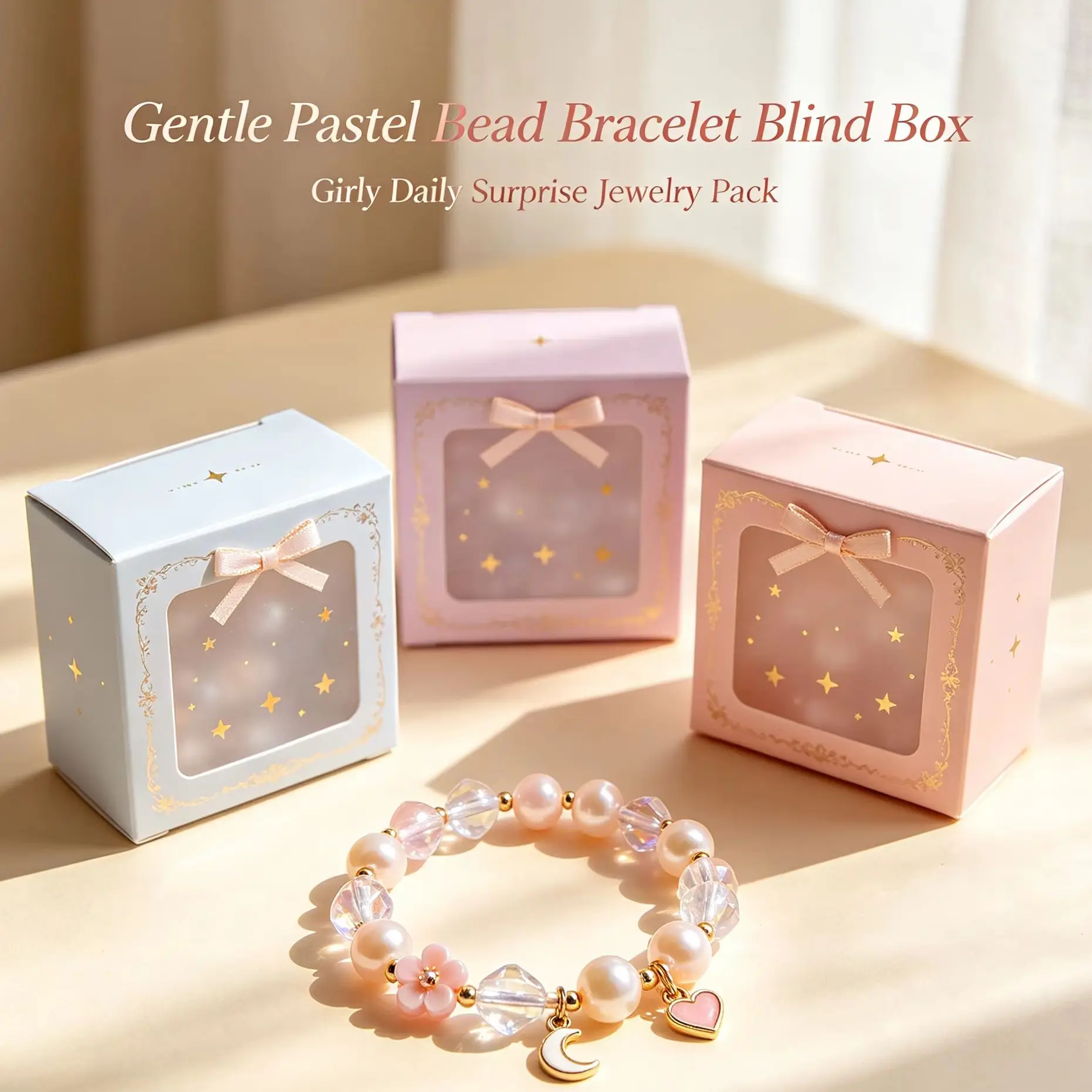 Gentle Pastel Bead Bracelet Blind Box Aesthetic Girly Daily Surprise Jewelry Pack