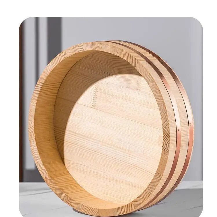 Wooden Mixing Bowl Sushi Oke Basin Traditional Kitchenware Rice Mixing Bowl for Home Cooks Sashimi Service Japanese Cuisine