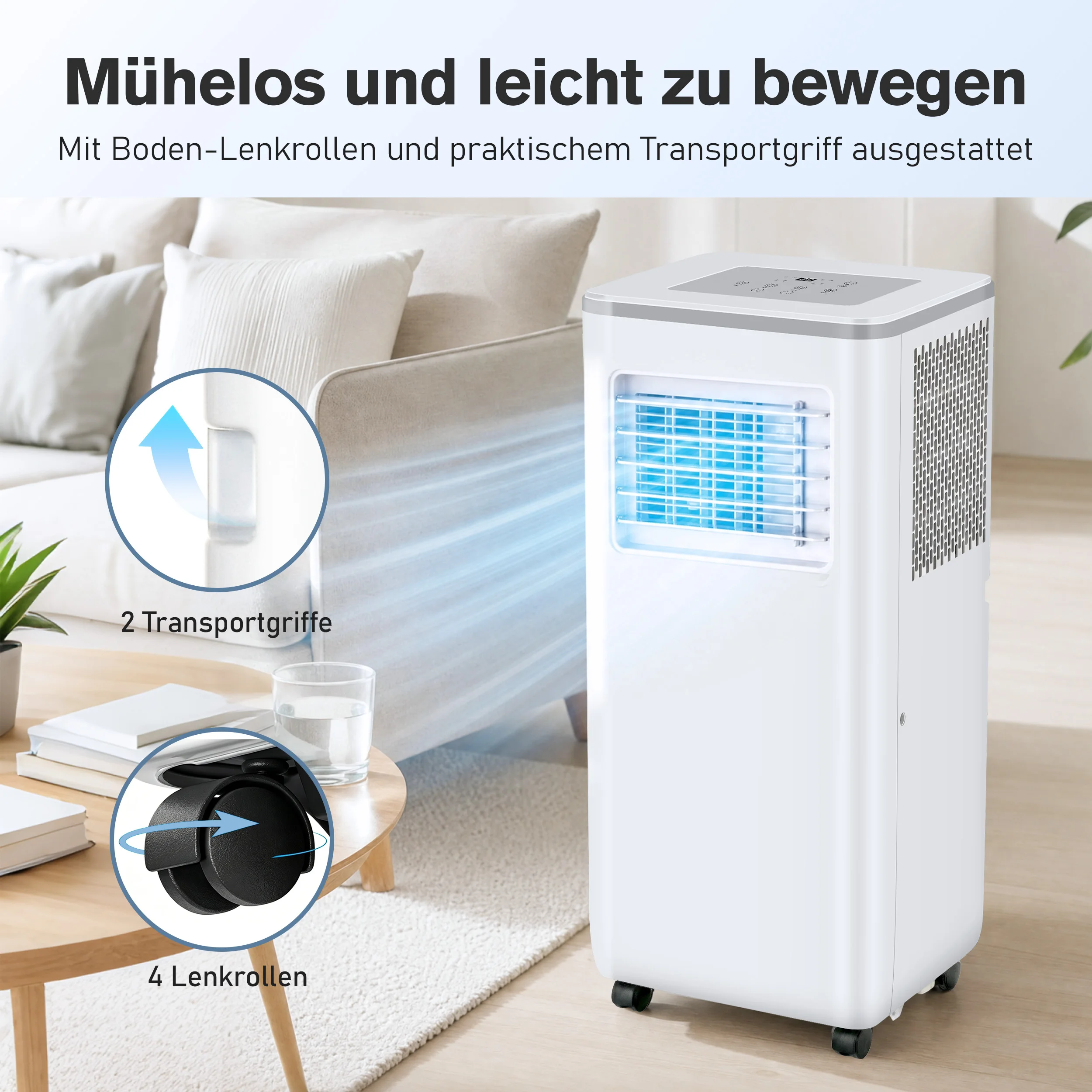 Tragbare 4-in-1-Klimaanlage 9000 BTU für Räume bis 20 m²