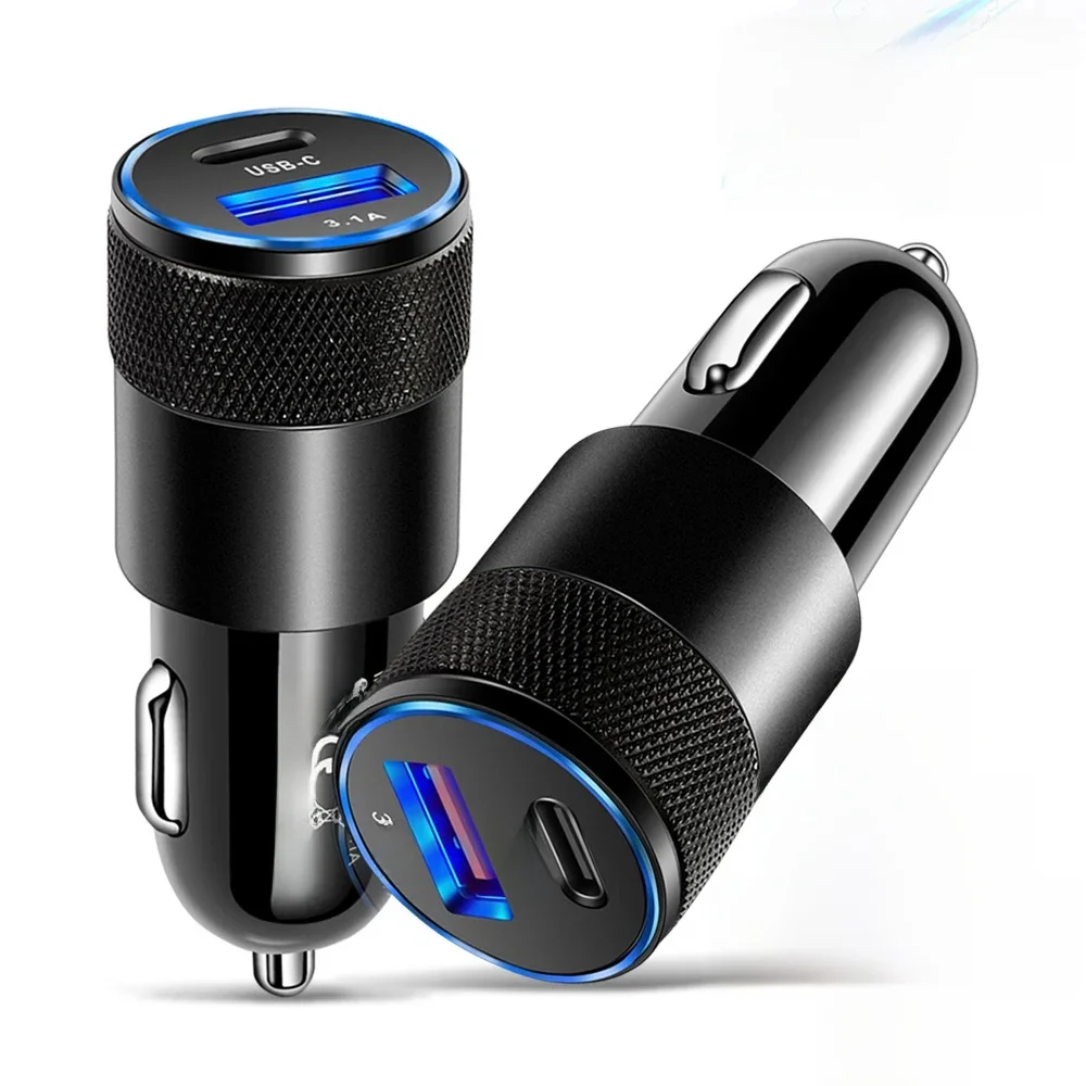 66W USB Auto Ladegerät Typ C Schnelle Lade Telefon Adapter Für Xiaomi Huawei PD Telefon Ladegerät Auto Adapter buchse Zigarette Leichter