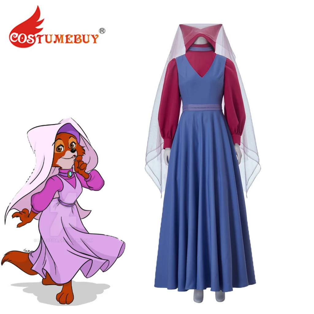 

CostumeBuy Women's Fox Maid Marian Cosplay Dress Hood Costume with Head Pieces Outfits Dress Up for Halloween Party