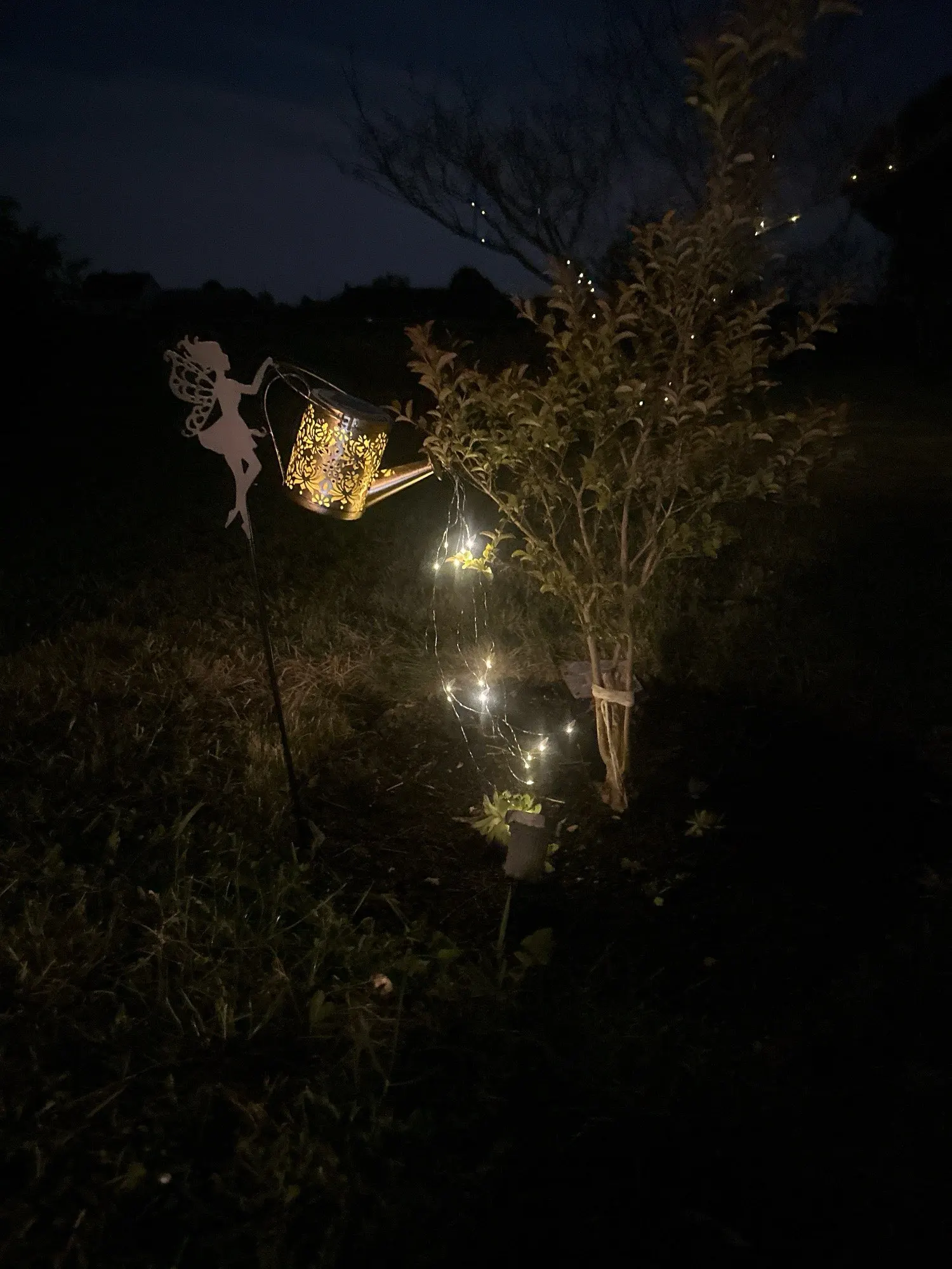 Solar Fairy Watering Can Lights – Outdoor Decorative Kettle with Cascading String Lights, Perfect for Garden Décor & Gifts photo review
