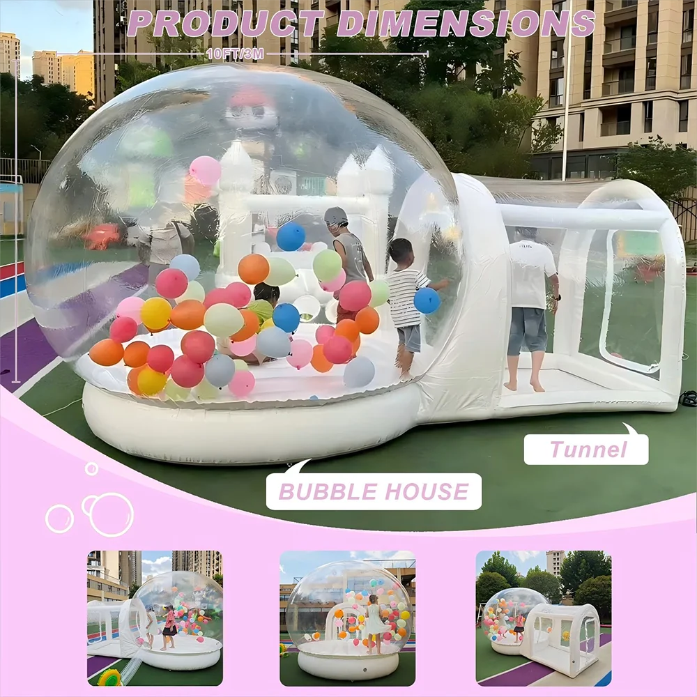 Stock 10ft Jump Bounce Party Bubble Balloon House z tunelem Nadmuchiwane balony bąbelkowe Bounce House Balon Bubble Dome House