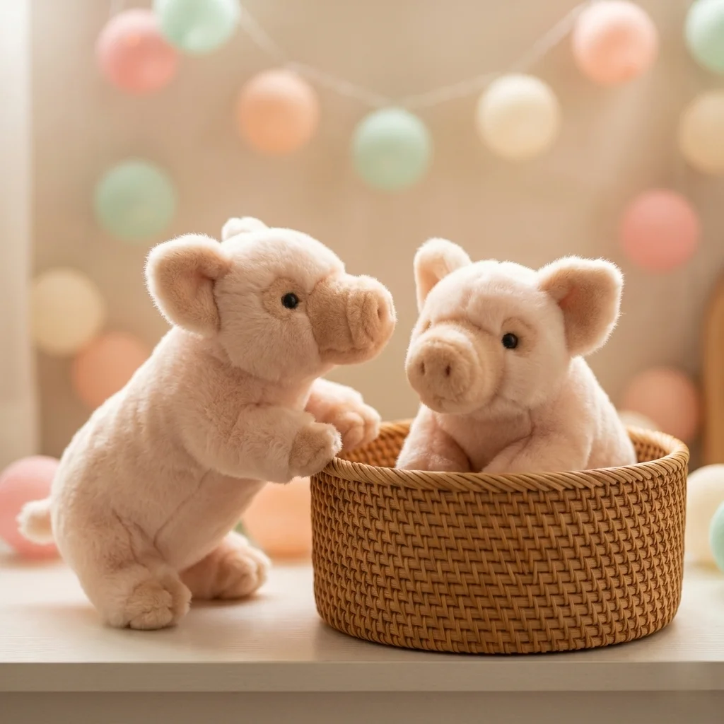 Realistic Pig Plush Toy 13 Inch Lifelike Stuffed Animal Soft Cuddly Piglet Doll Farm Animal Gift for Kids Home Decor