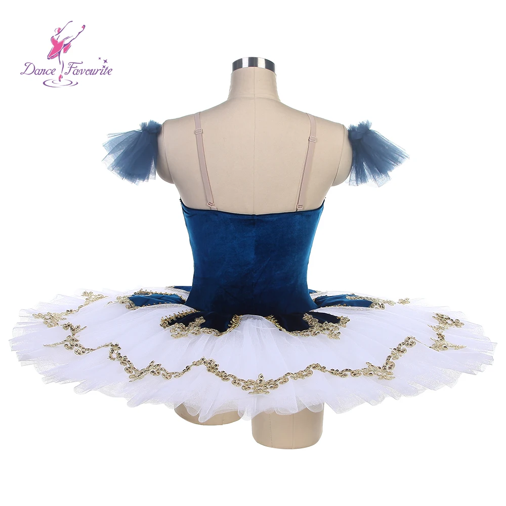 Dance Favourite Ballet Tutus BLL585 Pre-professional Costumes Blue  Bodice With Gold  Applique Ballerina Tutu