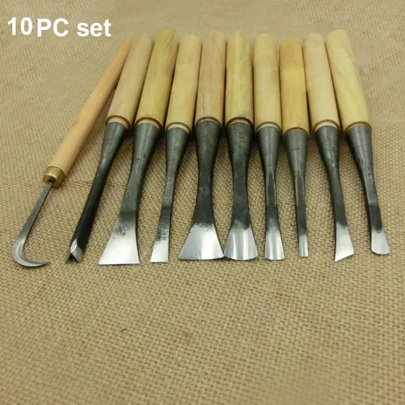 Schnitzmesser, handgefertigte Holzschnitzwerkzeuge, Holzschnitzwerkzeug, Wurzelschnitzwerkzeug, Rohmesser-Set – Detail 1