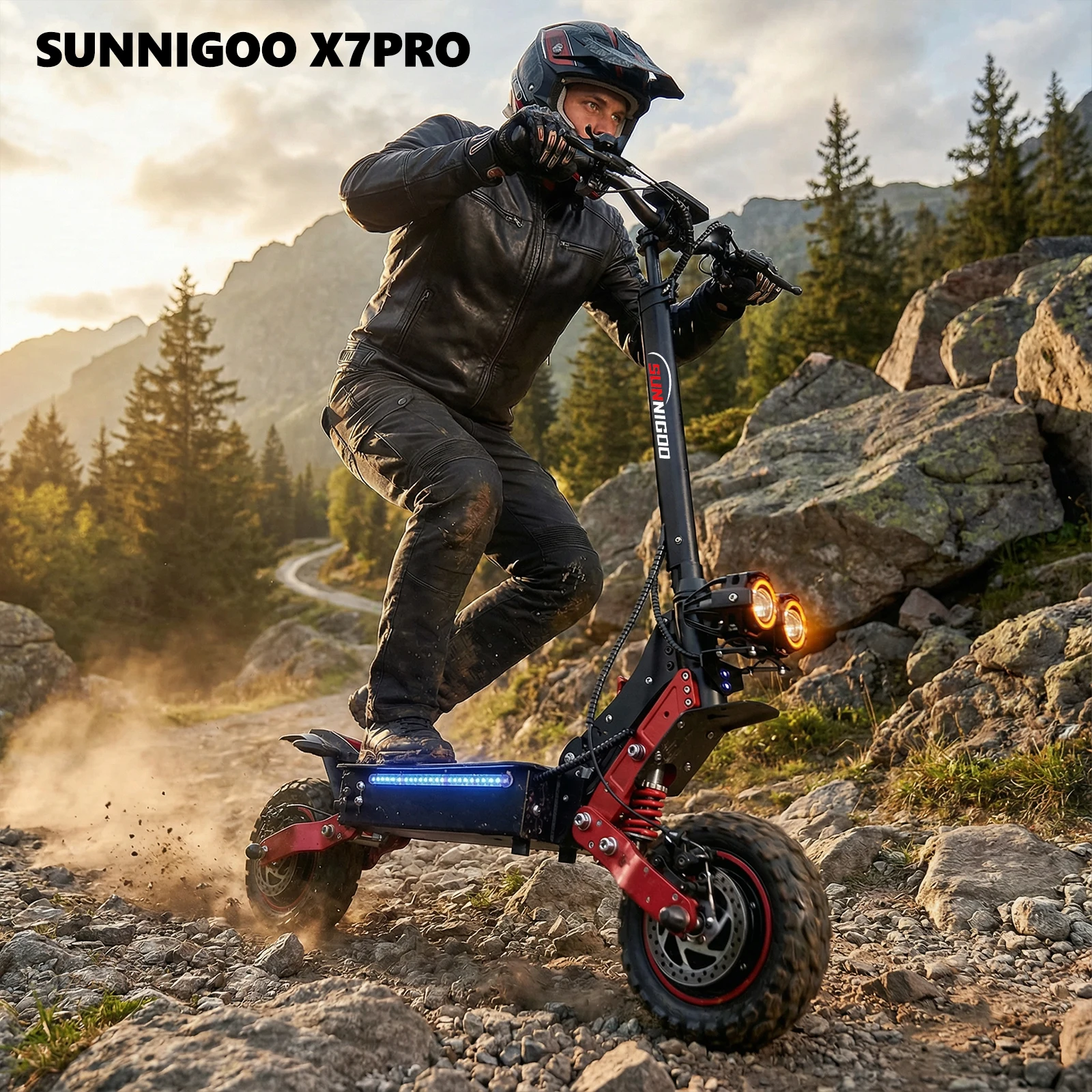 SUNNIGOO X7PRO Scooter elettrico a doppio motore 3600W 48V Forte potente 65 km/h Escooter Scooter elettrico pieghevole fuoristrada da 11 pollici