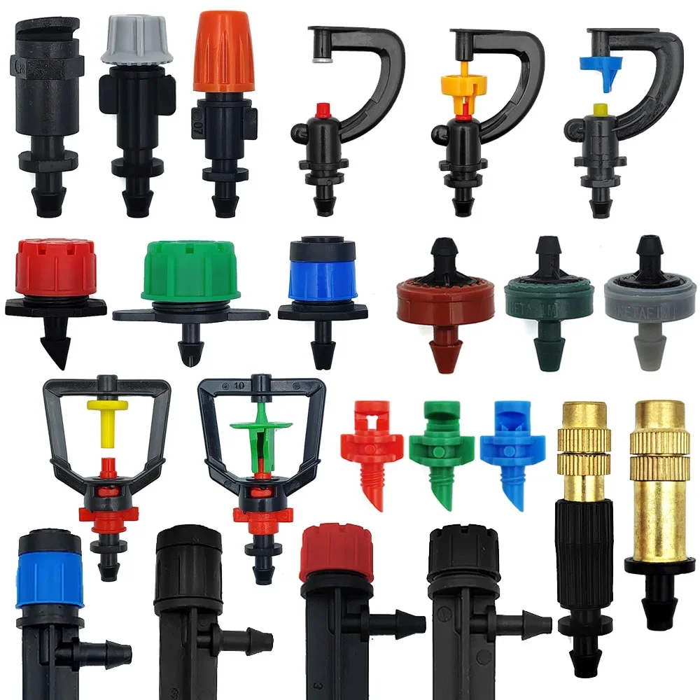 WUJIE Gewächshaus-Bewässerungssprinkler Tropfer Tropfbewässerung Garten Verstellbare Nebel-Emitter Pfahl-Mikrosprüh-Rotationsdüse