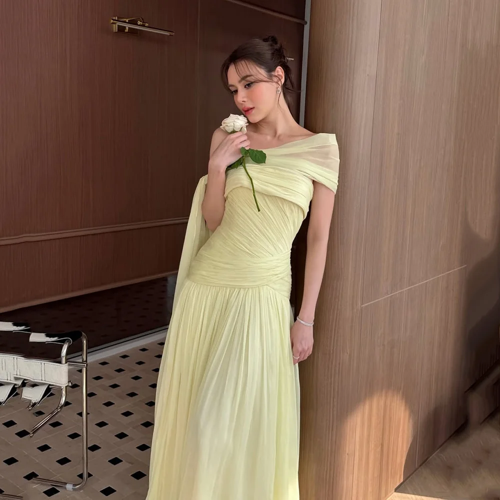 Galarity Maßgeschneidertes Chiffon-Abschlussballkleid, schulterfreies, gerafftes Abendkleid, elegantes formelles Kleid, Brautjungfernkleid, Hochzeitskleid
