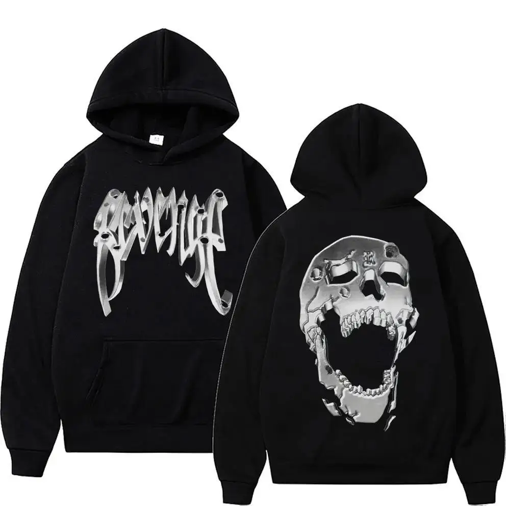 

Men's Retro Revenge Skull Pattern Printed Hoodie Street Clothing Hip Hop Hoodie Sweatshirt Men's Fashion O Neck Long Sleeves