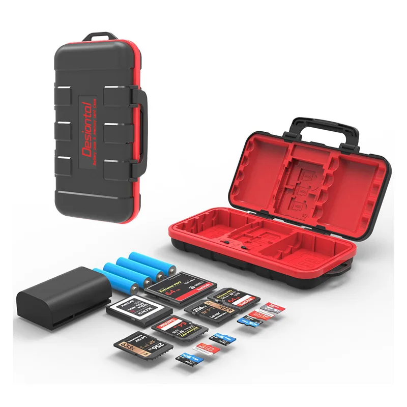 Portable Waterproof and Anti-dust Camera Memory Card Case, Phone Card Protective Box, Batteries Capacity, Large Capacity