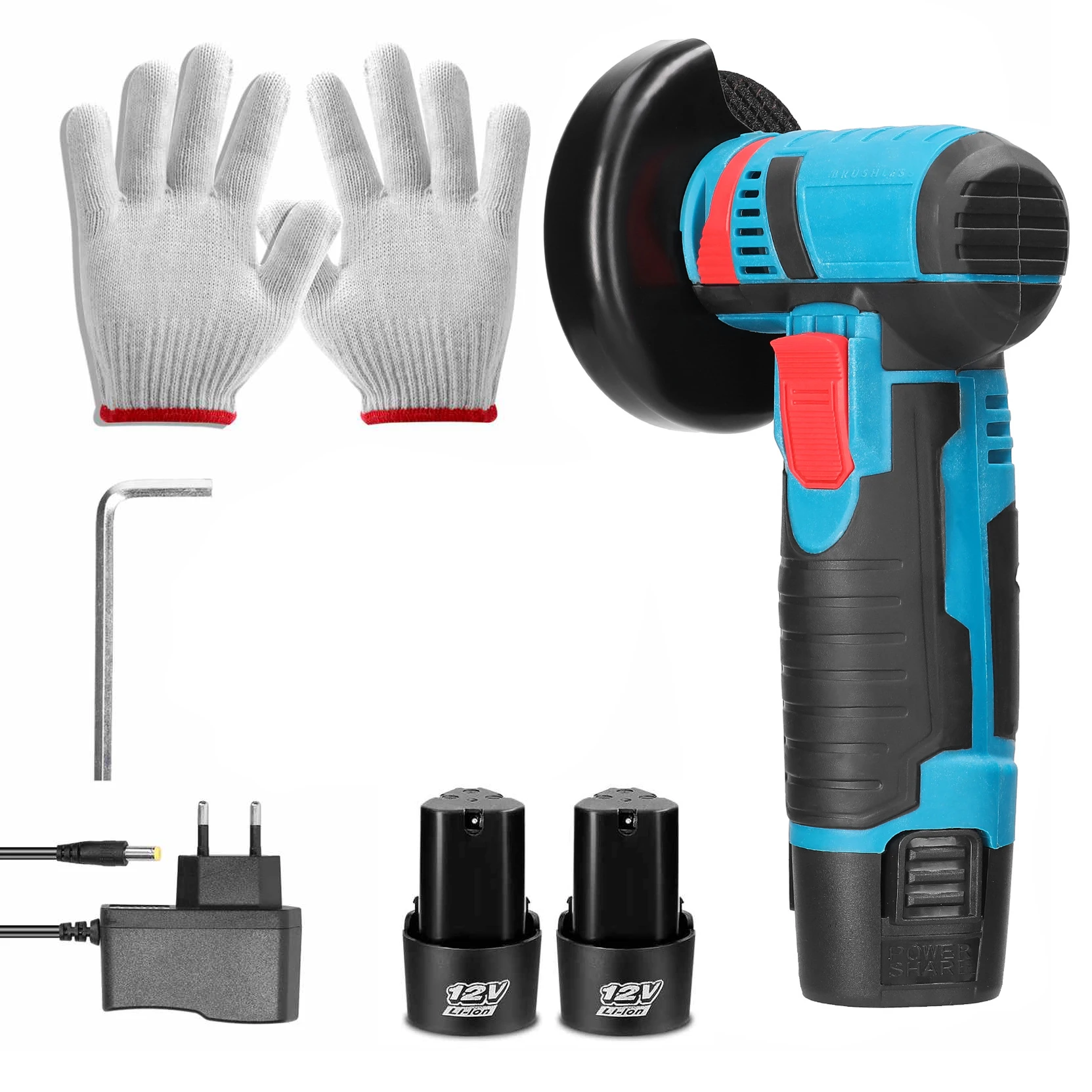 Mini meuleuse d'angle Rechargeable 12V, 19500 tr/min, haute vitesse, polisseuse de coupe pour les projets de bricolage du métal et du bois