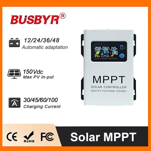Imagen 2 del producto Controlador de carga Solar MPPT 12V-48V Auto 30A 45A 60A 100A 150V LCD táctil para Panel Solar doméstico de ácido GELLead de litio Lifepo4