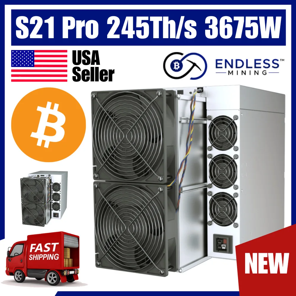 NA BUY 4 GET 2 FREE Bitmain S21 Pro 245Th/s 3675W – BTC - Input Voltage 220~277V