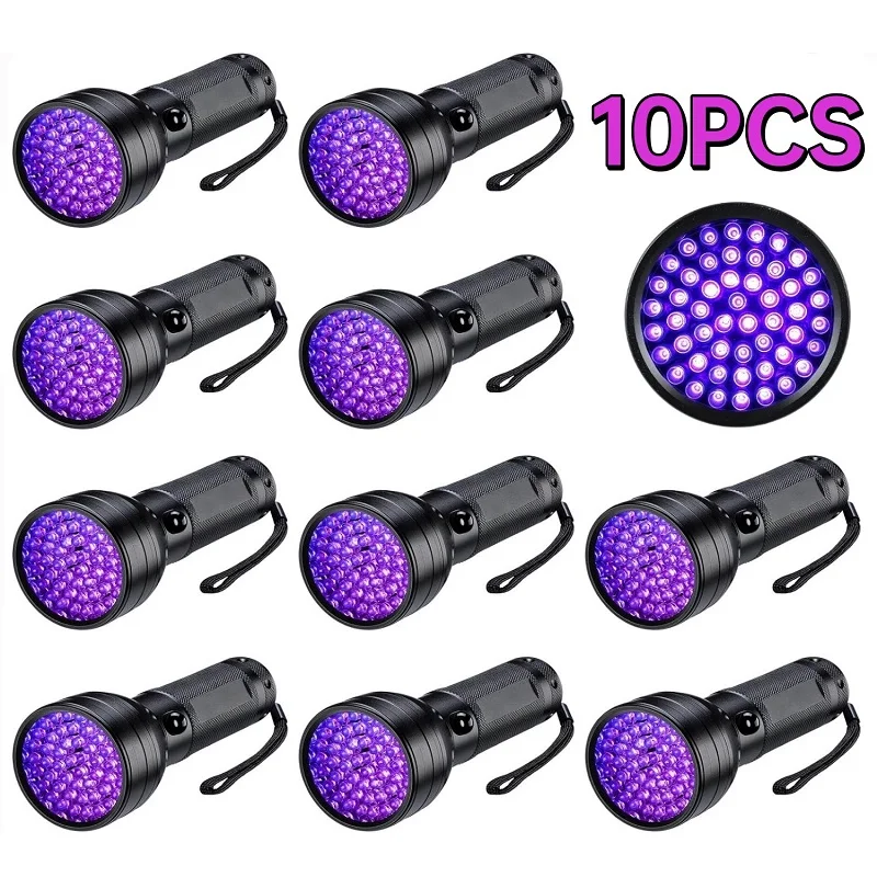 Skywolfeye 1pcs/2pcs/6pcs/10pcs 51 LED UV Flashlight Ultraviolet Tactical 395 NM Blacklight for Home Hotel Inspection Pet Urine