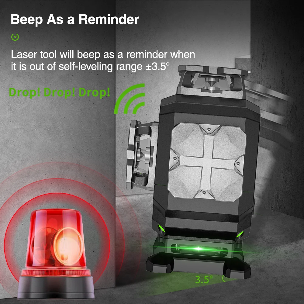 Huepar S04CG 16 lines 4D Cross Line Laser Level Bluetooth & Remote Control Functions Green Beam Lines With Hard Carry Case