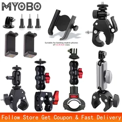 MYOBO Bike & Motorcycle Handlebar Mount for GoPro Insta360 DJI Action Phone - Stable 360° Camera Holder for Outdoor Adventure