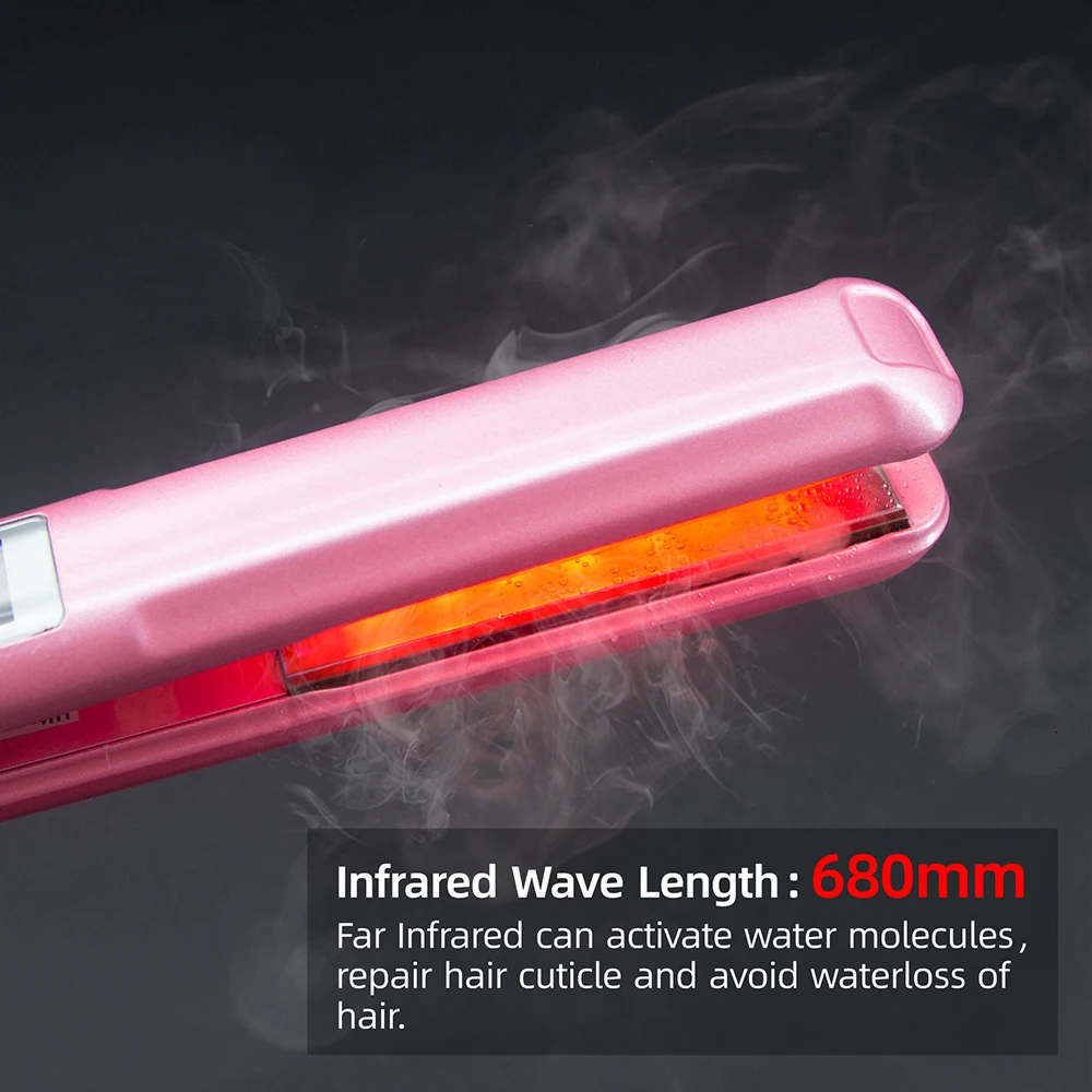 Hair Straightener Infrared and Ultrasonic Profession Cold Hair Care Iron Treatment for Frizzy Dry Recovers Damage Flat Irons